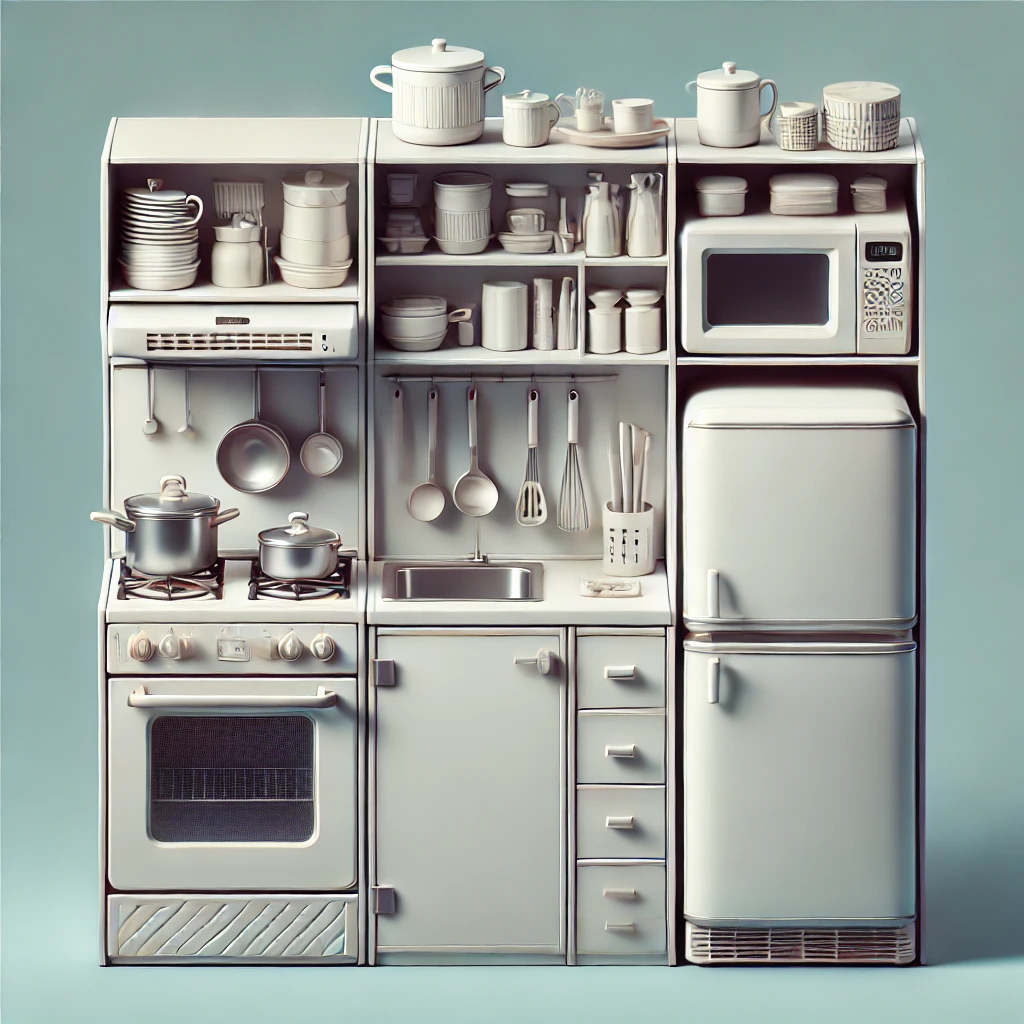 Fotoausschnitt einer voll ausgestatteten Kitchenette